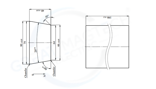 Trapezoidal Magnet Technical Drawing Trapezoidal Magnet Technical Drawing